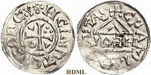 Денарий, Германия, Бавария, Heinrich II (1002-1024), м.д. Cham, монетарий HECIL, Hahn 1976, 80a1