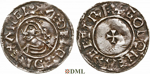 Денарий, Англия, Æthelred II (978-1016), м.д. Exeter, монетарий Goda, North 777