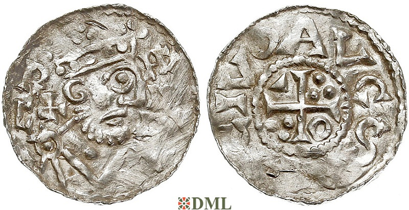 Денарий, Германия, Швабия, Heinrich II (1002-1024), м.д. Augsburg, Hahn 1976, 145.6