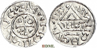 Денарий, Германия, Бавария, Heinrich II (1002-1024), м.д. Neuburg, монетарий DIIUT, Hahn 1976, 85a1