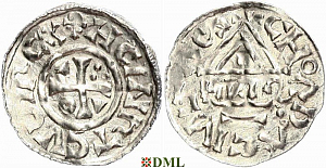 Денарий, Германия, Бавария, Heinrich II (1002-1024), м.д. Cham, монетарий HEIƧ, Hahn 1976, 80b1