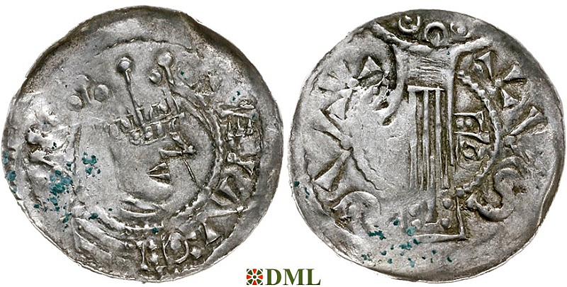 Денарий, Германия, Швабия, Heinrich II (1002-1024), м.д. Esslingen, Dbg. 951