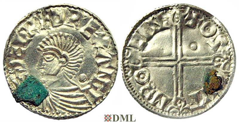 Денарий, Англия, Æthelred II (978-1016), м.д. Lincoln, монетарий Asgautr, North 774