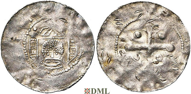 Денарий, Германия, Саксония, EB. Luitpold (1051-1059), м.д. Erfurt, Dbg. 882