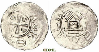 Денарий, Германия, Саксония, Otto III (983-1002), м.д. Goslar, type OAP