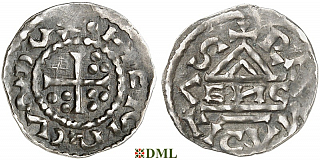 Денарий, Германия, Бавария, Heinrich II (955-976), м.д. Regensburg, монетарий EИC, Hahn 1976, 15e2
