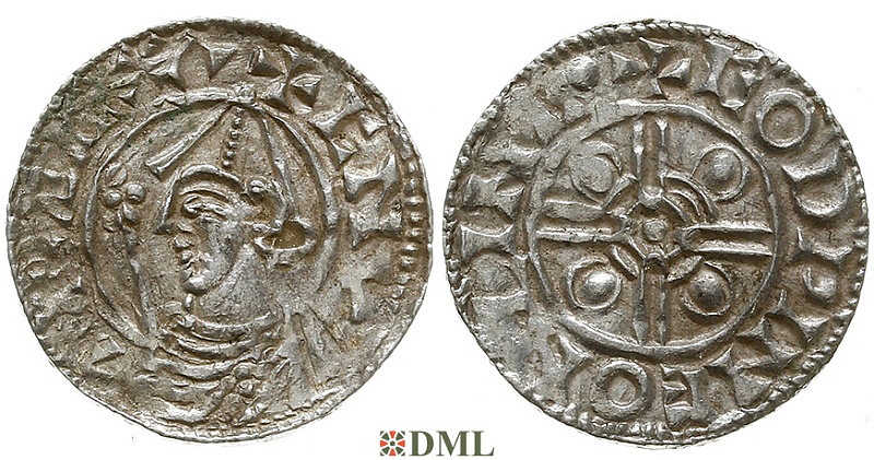 Денарий, Англия, Cnut (1016-1035), м.д. Lincoln, монетарий Godwine, North 787