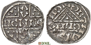 Денарий, Германия, Бавария, Heinrich V (1018-1023), м.д. Regensburg, монетарий CRH, Hahn 1976, 31c3
