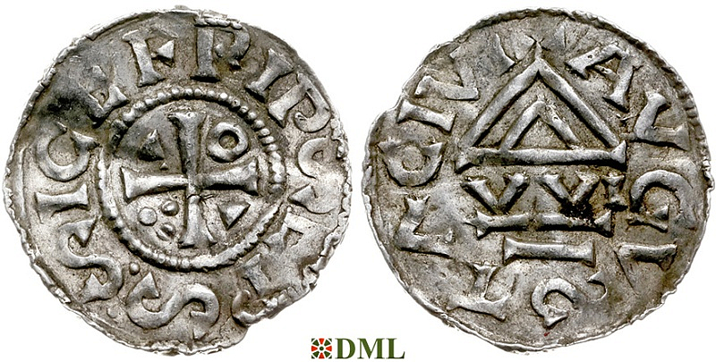 Денарий, Германия, Швабия, Siegfried I (1000-1006), м.д. Augsburg, монетарий WI, Hahn 1976, 141a1.1
