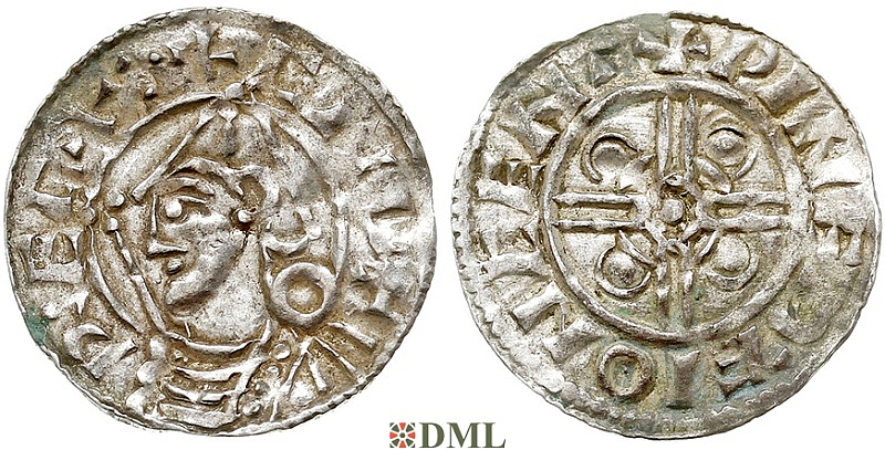 Денарий, Англия, Knut (1016-1035), м.д. Canterbury, монетарий Windræd, North 787