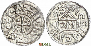 Денарий, Германия, Бавария, Heinrich II (1002-1024), м.д. Regensburg, монетарий ENCI, Hahn 1976, 27d2