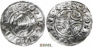 Денарий, Дания, Knut (1018-1035), м.д. Lund, Hbg. 20