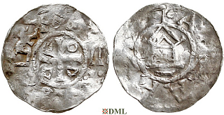 Денарий, Германия, Саксония, Нижняя Саксония, Otto III (983-1002), м.д. Goslar, type OAP
