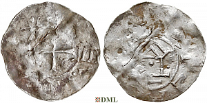 Денарий, Германия, Саксония, Нижняя Саксония, Otto III (983-1002), м.д. Goslar, type OAP