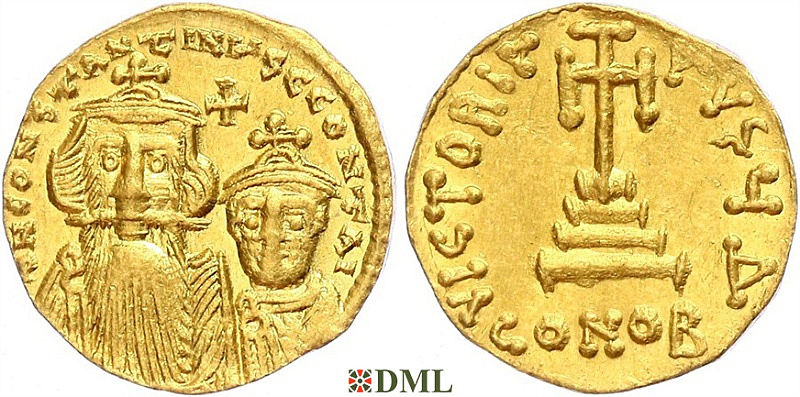 Солид, Византия, Constans II (641-668) с Constantine IV (654-668), м.д. Constantinople