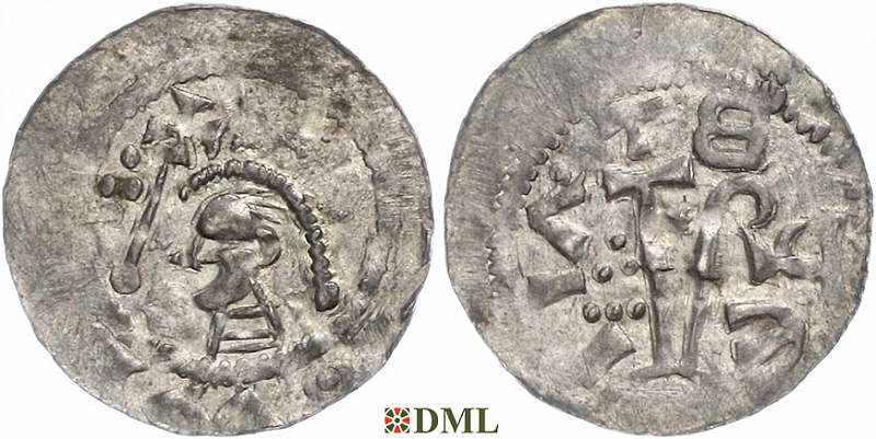 Денарий, Германия, Саксония, Adalbert (1043-1072), м.д. Bremen, Dbg. 1777