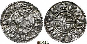 Денарий, Англия, Æthelred II (978-1016), м.д. Lincoln, монетарий Garfin, North 770