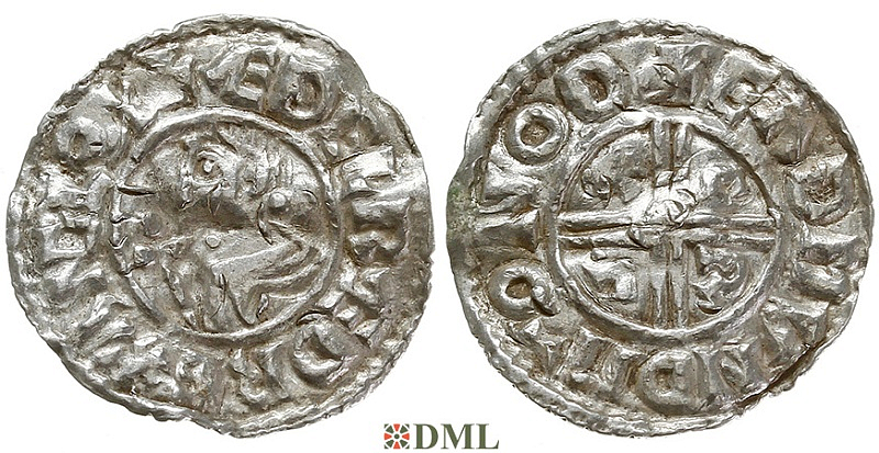 Денарий, Англия, Æthelred II (978-1016), м.д. Norwich, монетарий Eadmund, North 770