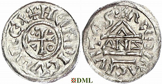 Денарий, Германия, Бавария, Heinrich II (1002-1024), м.д. Regensburg, монетарий ANZO, Hahn 1976, 27a2