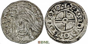 Денарий, Англия, Cnut (1016-1035), м.д. Lincoln, монетарий Ælfnoth, North 790
