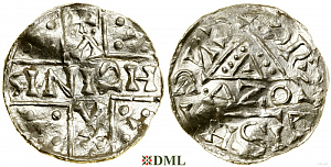Денарий, Германия, Бавария, Heinrich V (1018-1023), м.д. Regensburg, монетарий AZO, Hahn 1976, 31b1