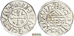 Денарий, Германия, Бавария, Heinrich II (1002-1024), м.д. Regensburg, монетарий MΛCCO, Hahn 1976, 27f1