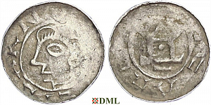 Денарий, Германия, Саксония, Arnulf von Ilsenburg (996-1023) , м.д. Halberstadt, Dbg. 624