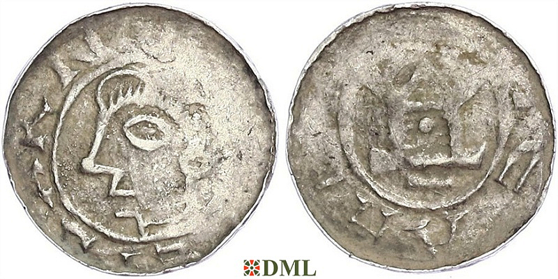 Денарий, Германия, Саксония, Arnulf von Ilsenburg (996-1023) , м.д. Halberstadt, Dbg. 624