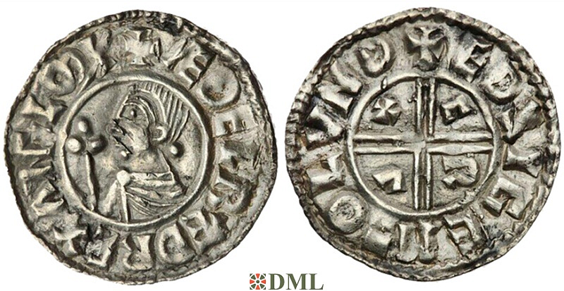 Денарий, Англия, Æthelred II (978-1016), м.д. London, монетарий Eadsige, North 770