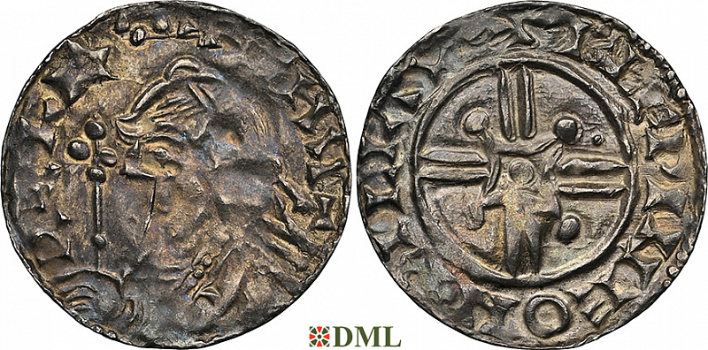 Денарий, Англия, Harthaknut (1035-1042), м.д. Wilton, монетарий Ælfwine, North 799