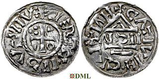 Денарий, Германия, Бавария, Heinrich II (1002-1024), м.д. Nabburg, монетарий IICIV, Hahn 1976, 74a1