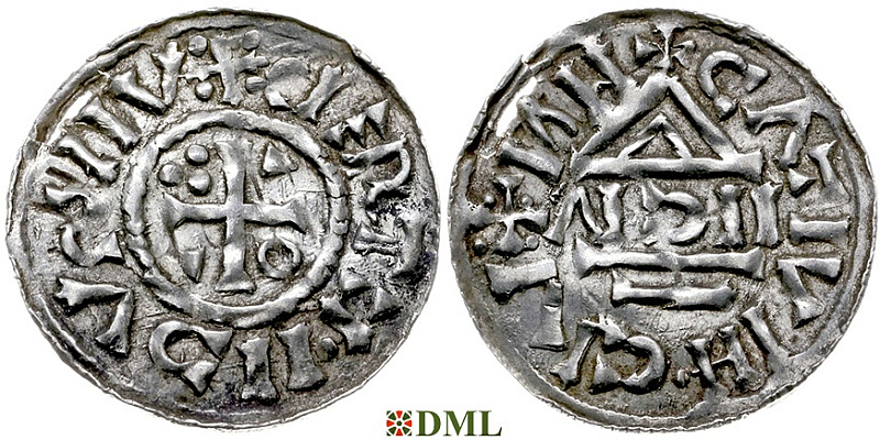 Денарий, Германия, Бавария, Heinrich II (1002-1024), м.д. Nabburg, монетарий IICIV, Hahn 1976, 74a1
