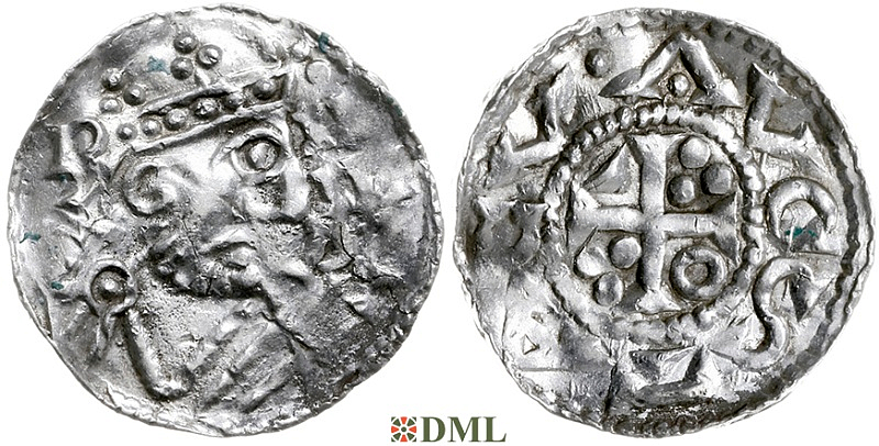 Денарий, Германия, Швабия, Heinrich II (1002-1024), м.д. Augsburg, Hahn 1976, 145.24