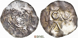 Денарий, Германия, Нижняя Лотарингия, Heinrich II (1014-1024), м.д. Nijmegen-Tiel, Ilisch 2000, 8.14