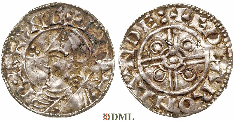 Денарий, Англия, Knut (1016-1035), м.д. London, монетарий (EDEARON), North 787