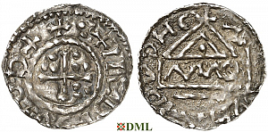 Денарий, Германия, Бавария, Heinrich II (955-976), м.д. Nabburg, монетарий MΛO, Hahn 1976, 68a1