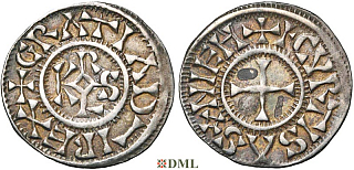 Денарий, Каролинги, Charles le Chauve (840-877) ou Charles le Simple (897-922), м.д. Courcessin
