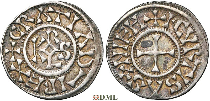 Денарий, Каролинги, Charles le Chauve (840-877) ou Charles le Simple (897-922), м.д. Courcessin