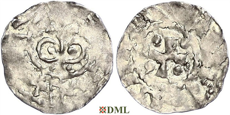 Денарий, Германия, Швабия, Hermann II (Hg. Schwaben) (997-1003), м.д. Zurich, Dbg. -