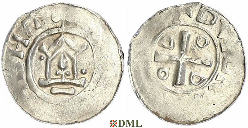 Денарий, Германия, Саксония, Otto III (983-1002), м.д. Goslar, type OAP