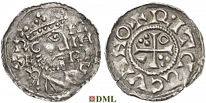 Денарий, Германия, Бавария, Heinrich II (1002-1024), м.д. Regensburg, монетарий ONNΛ., Hahn 1976, 29a7