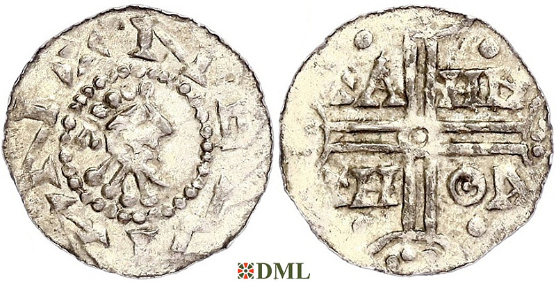 Денарий, Германия, Нижняя Лотарингия, Hermann (1020-1051), м.д. Emden, Dbg. 772/773