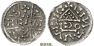 Денарий, Германия, Бавария, Heinrich V (1018-1023), м.д. Regensburg, монетарий OCI, Hahn 1976, 31f6