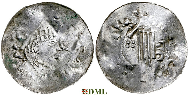 Денарий, Германия, Швабия, Heinrich II (1002-1024), м.д. Esslingen, Dbg. 951