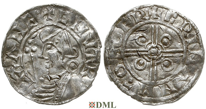 Денарий, Англия, Cnut (1016-1035), м.д. York, монетарий Crinan, North 787