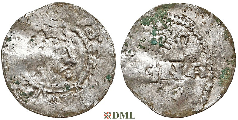 Денарий, Германия, Швабия, Heinrich II (1002-1024), м.д. Strassburg, Dbg. 918