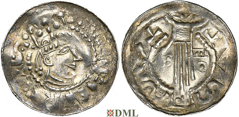 Денарий, Германия, Швабия, Heinrich II (1002-1024), м.д. Esslingen, Dbg. 951