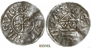 Денарий, Германия, Бавария, Heinrich II (1002-1014), м.д. Regensburg, монетарий WN, Hahn 1976, 27j1