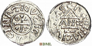 Денарий, Германия, Бавария, Heinrich II (1002-1024), м.д. Regensburg, монетарий ANZO, Hahn 1976, 27a2