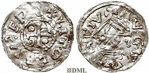 Денарий, Германия, Швабия, Liutolf (989-995), м.д. Augsburg, монетарий WI, Hahn 1976, 138a1